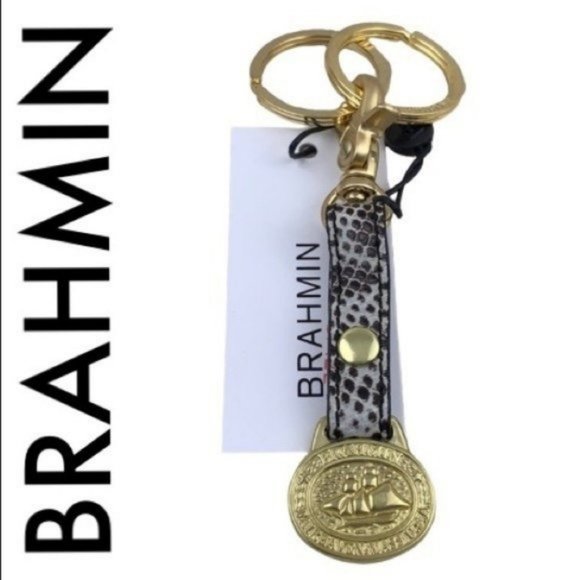 Brahmin Accessories - BRAHMIN NWT BROWN TAN BLACK KEY RING CHAIN FOB